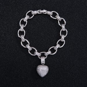 Luxury Gold Color Jewelry Set Cubic Zirconia Heart Bracelets Choker Necklace Sets For Women Wedding Bridal Jewelry Bijoux Femme