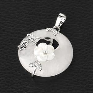 Lucky Buckle Inlaid Flower Nostalgic Stone Pendant Semi-precious Stone Jewelry Amethyst Pendant