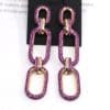 Micro-set Zirconium Diamond Gold Three-ring Chain Earring