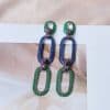 Micro-set Zirconium Diamond Gold Three-ring Chain Earring