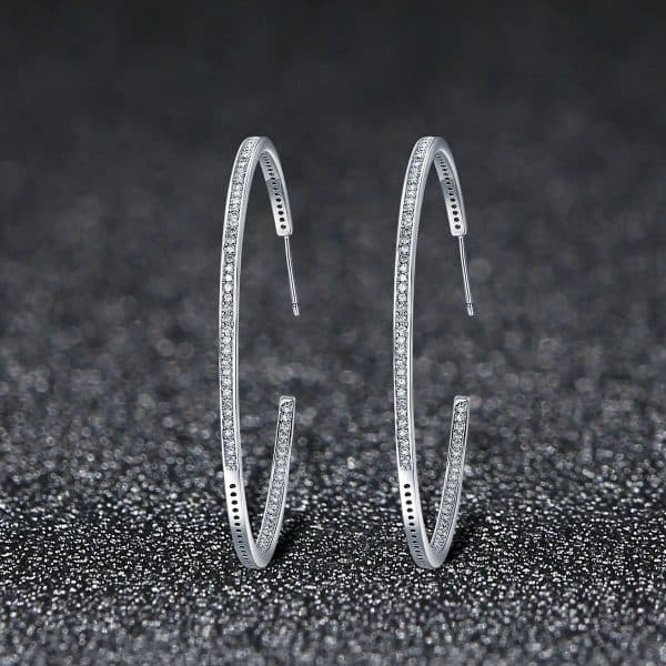 Summer Style Luminous Clearly CZ, Large Circle Hoop Earrings for Women EarRings Fashion Jewelry Valentine's Day Gift