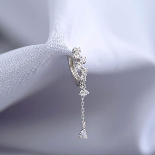 Water Drop Diamond Temperament Korean Earrings Silver