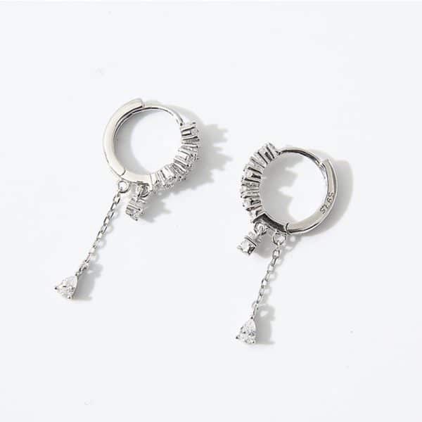 Water Drop Diamond Temperament Korean Earrings Silver