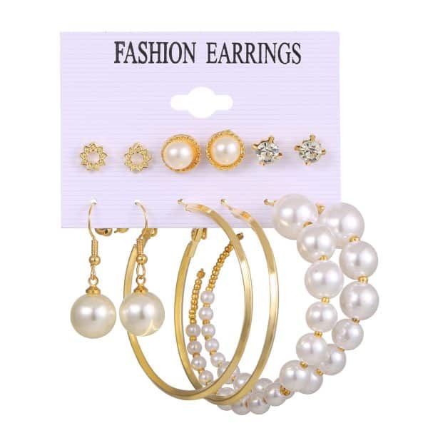 17KM Fashion Pearl Hoop Earrings Set
