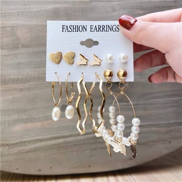 17KM Fashion Pearl Hoop Earrings Set