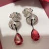 Black And White Striped Faucet Drop Pearl Earrings