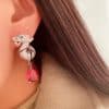 Black And White Striped Faucet Drop Pearl Earrings