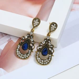 Drop-shaped Retro Alloy Diamond Earrings