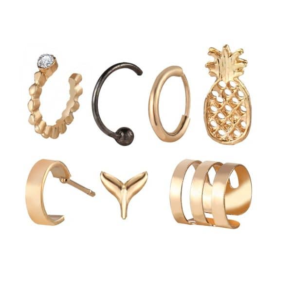 Hot Sale Alloy Fishtail Pineapple Fruit Earring Set