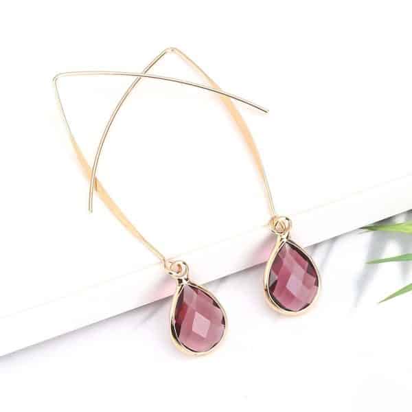 Water Drop Vintage Long Crystal Glass Earrings