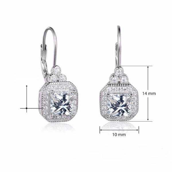 Cubic Zircon Square Geometric Drop Earrings
