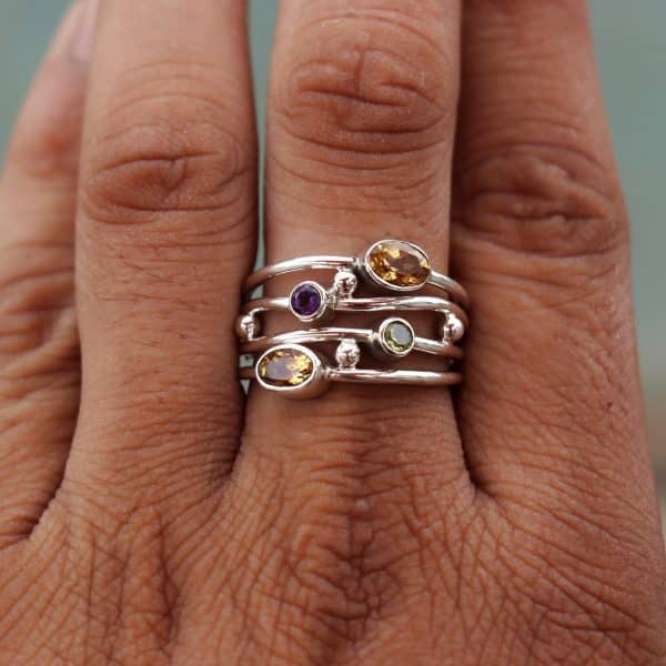 Diamond Studded Hollow Ring Bohemian Ethnic