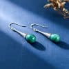 Women's Fashion Elegant Silver Malachite Drop Earrings