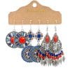 6-piece Set Tassel Bohemian Ethnic Style Hollow Stud Earrings
