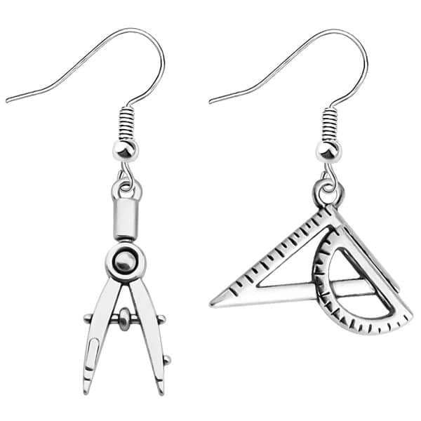 Professional Creative Compasses Set Square Eardrops Physical Lovers Earrings
