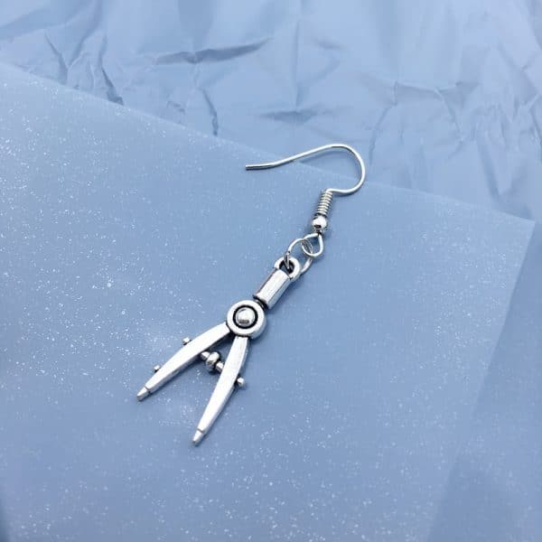 Professional Creative Compasses Set Square Eardrops Physical Lovers Earrings