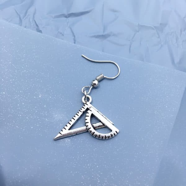Professional Creative Compasses Set Square Eardrops Physical Lovers Earrings