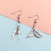 Professional Creative Compasses Set Square Eardrops Physical Lovers Earrings