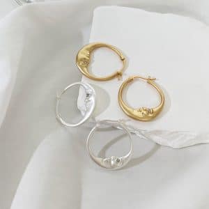 Cool Moon Rhinestone-encrusted Personalized Earrings Simple Moon Circle
