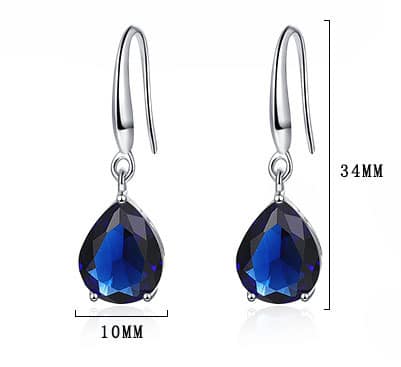 Zircon Water Drop Earrings Women's Simple Royal Blue
