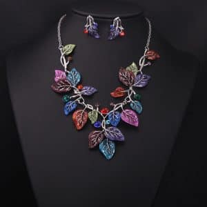 Europe and the United States big jewelry sets, color leaves, short clavicle necklace, bridal dress, female fashion accessories wholesale