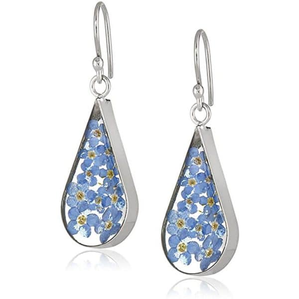 Cute Printed Flowers Water Drop Hanging Earrings
