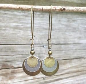 Bohemian Retro Ethnic Style Distressed Bronze Circle Multi-layer Metal Alloy Earrings