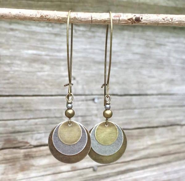Bohemian Retro Ethnic Style Distressed Bronze Circle Multi-layer Metal Alloy Earrings