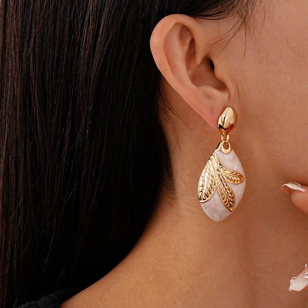 Vintage Dripping Oil Leaves Water Drop Geometry Earrings