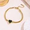 European And American Entry Lux Style Green Heart Zircon Bracelet For Women