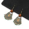 Ethnic style geometric drop diamond earrings