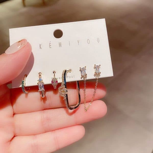6-piece set of high-end light luxury earrings