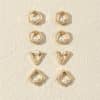 Personality Creative Geometric Ear Jewelry Round Square Pearl Earring Set