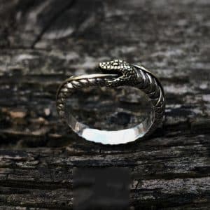 Thai Silver Handmade Mysticism Ouroboros Niche Open Couple Ring