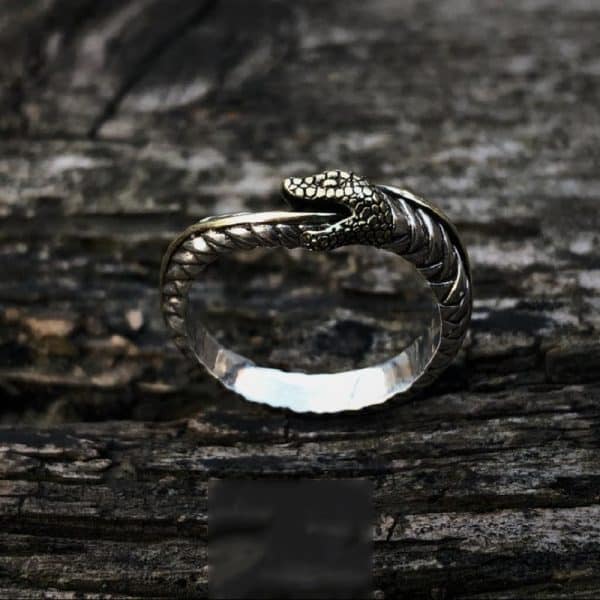 Thai Silver Handmade Mysticism Ouroboros Niche Open Couple Ring
