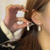Black And White Water Drop Oval Geometric Earrings
