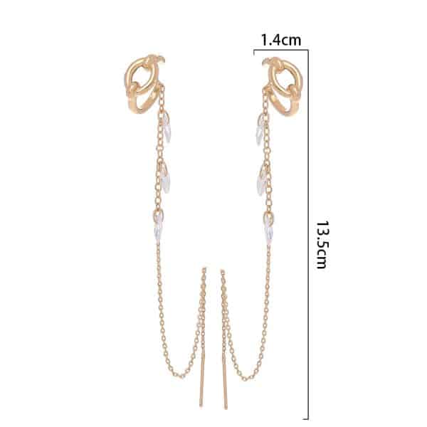 Korean Style Micro Set Zircon Flower Super Fairy Tassel Earrings Fashion Long Tassel Versatile Ear Line Earrings Female