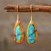 Bohemian Emperor Stone Water Drop Pendant Earrings