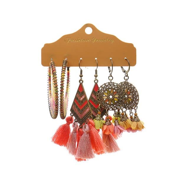 Tassel Earrings Exaggerating Circle Earrings Multiple Pieces Set