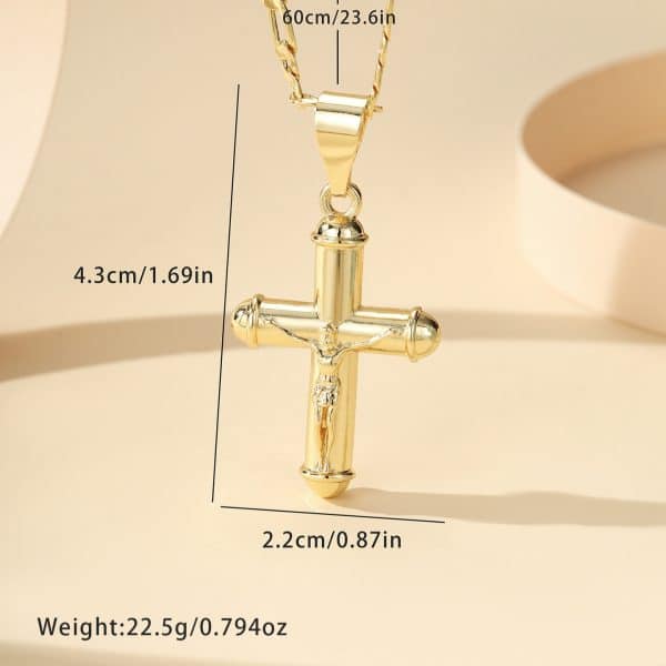 Cross Copper-plated Gold Men's And Women's Fashion Design 14k Long Necklace