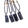 Natural Crystal Stone Column Black Tourmaline Original Stone Pendant Necklace