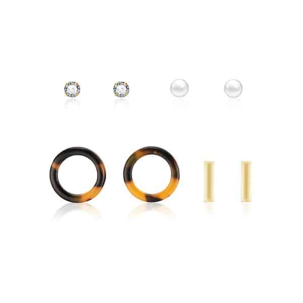 Simple Style New Pearl Round Word Earrings Set