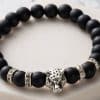 8mm Natural Stone Lava Stone Bead Bracelet For Men Leopard Head Leopard Pendant Charm Bracelet Handmade Jewelry