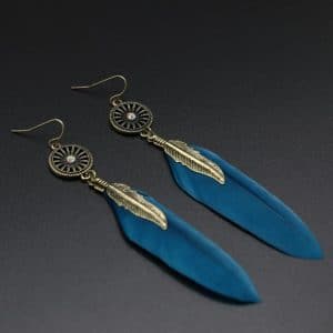 Single Feather Drop Earrings
