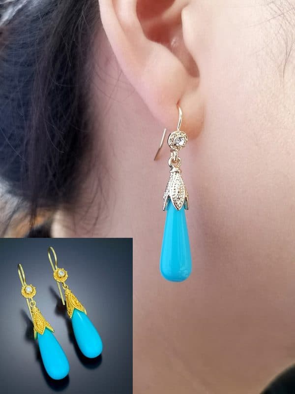 Drop-shaped gemstone earrings