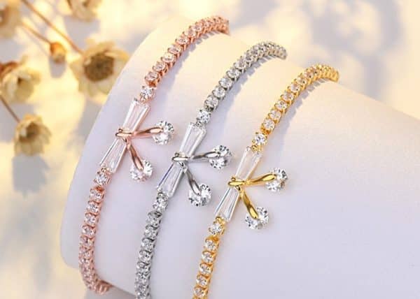 Bow Micro Inlaid Zircon Adjustable Beads Bracelet