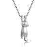 Cute Sandblasted Cat Sterling Silver Necklace Set