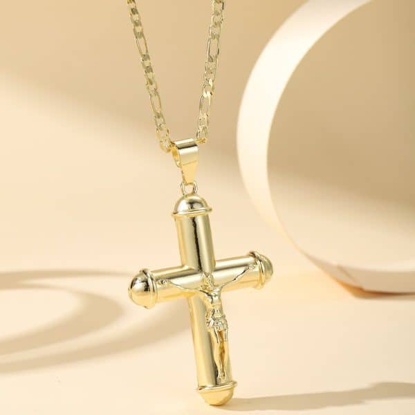 Cross Copper-plated Gold Men's And Women's Fashion Design 14k Long Necklace
