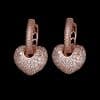 Micro-set zircon peach heart ear clip earrings