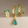 Water Drop Ear Studs Geometric Horse Eye Zircon 3-piece Set